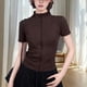 thumbnail image 4 of Xuyuer Yoga Waist Cinch Short Sleeve Top - Women's Casual Sports Half High Neck Summer Shirt for Workout Sessions, Athletic Streetwear Style & Breathable Gym-to-Street Wear, 4 of 4