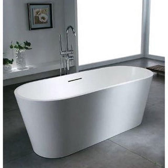 Atlantis Whirlpools 6728LHSXCWXX 28 x 67 in. Leith Artificial Stone Freestanding Bathtub, Matte White