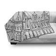 thumbnail image 3 of Amsterdam Soft Flannel Fleece Blanket, Doodle Monochrome Illustration of Old Composition Village Houses Holland, Cozy Plush for Indoor and Outdoor Use, 50" x 70", White Charcoal Grey, by Ambesonne, 3 of 6
