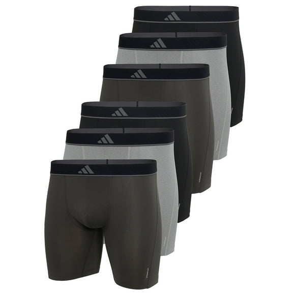 adidas men's boxer shorts, 6-pack - Boxer Briefs, Active Micro Flex Eco, logo, solid colour Black/Grey M (Medium)