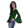 thumbnail image 5 of Moomaya Womens Long Bell Sleeves Tshirt Top Round Neck Plain Casual Fit Summer Tee Tops, 5 of 6