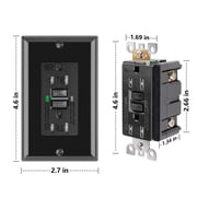 ANKO GFCI Outlet 15 Amp, Tamper-Resistant, Weather Resistant Receptacle Indoor or Outdoor Use, 2 LED Indicator with Decor Wall Plates and Screws, Black