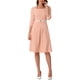 thumbnail image 3 of INSPIRE CHIC Vestido Midi de Iglesia Elegante de Cuello Cuadrado con Manga 3/4 y Cinturón con Pliegues en Color Rosa, 3 of 6