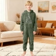 thumbnail image 2 of REDARER Kids Hooded Jumpsuit FullâZip Christmas Print Romper Soft Thermal Loungewear for Winter Holiday Cozy Playwear,1-2 Years, 2 of 6