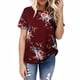 thumbnail image 2 of Camiseta de mujer con estampado floral, manga corta, cuello redondo, blusa informal, rojo vino, XXL Methold AP001919-11, 2 of 6