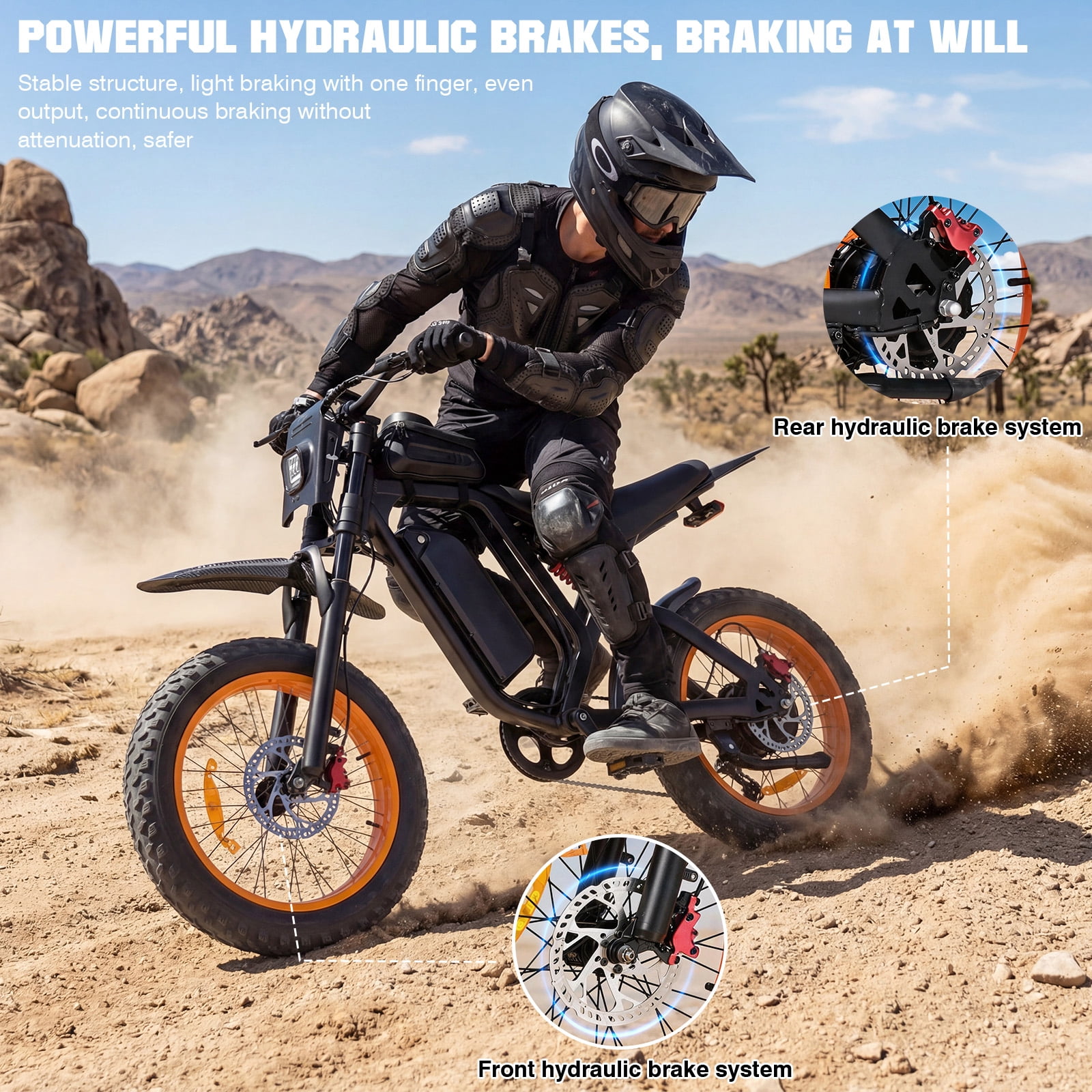 20”Fat Tire Electric Bicycle, 2000W Adult Electric Bicycle, 48V 18Ah Battery, 55Mile Range, Top Speed 35Mph, Front And Rear Hydraulic Suspension + Hydraulic Disc Brakes, 7-Speed, MAX 400LBS