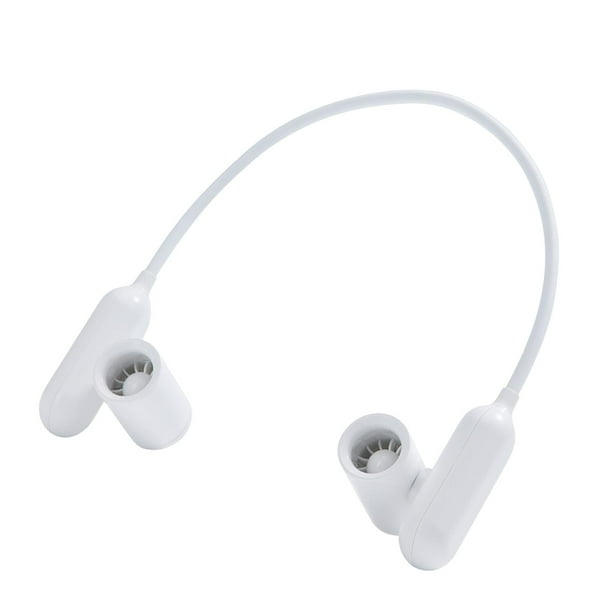Ventilador de cuello portátil, robusto, versátil, ajustable, 3 velocidades, sin hojas Blanco