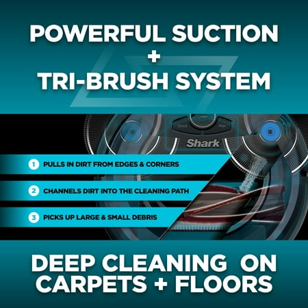 Shark - ION Robot RV761, Wi-Fi Connected, Robot Vacuum with Multi-Surface Cleaning - Black/Navy Blue