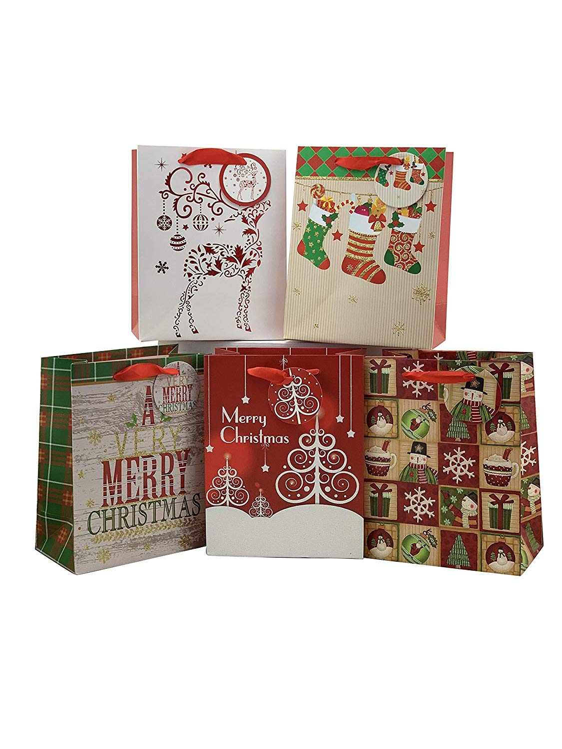 GiftWrap Etc. 15-Piece Christmas Gift Bags, Assorted Sizes photo 2