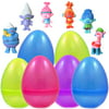6 Toy Filled Jumbo 6 Inch Easter Eggs With Trolls Figurines - Assorted Colors and Characters from Dreamworks' Hit Film Trolls - Prefilled To Save You Time - Perfect For Egg Hunts Or As Party Favors