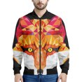 thumbnail image 3 of Bonita chaqueta con cremallera y estampado de zorro para hombre, divertida chaqueta con estampado 3D de animales, de manga larga, informal, holgada, para primavera y otoño, 3 of 5