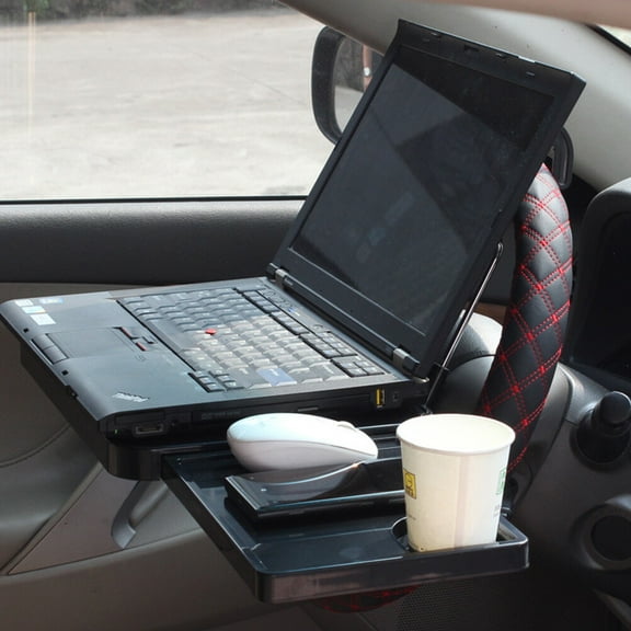 Pretyzoom Portable Folding Car Desk with Drawer Backseat Food Tray and Beverage Rack for Easy Use in Any Vehicle Black