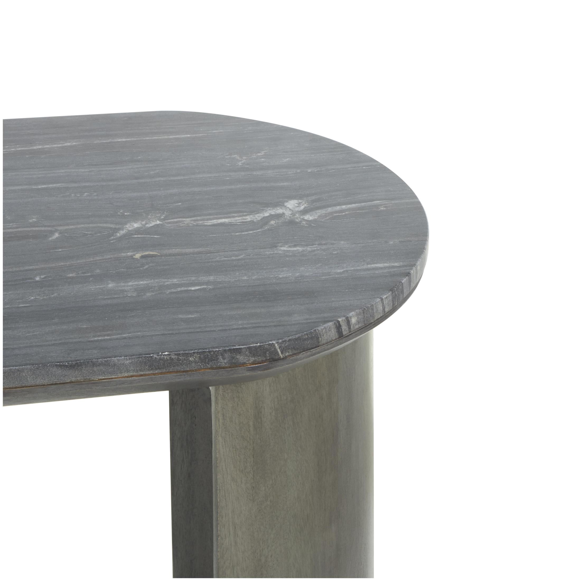 DecMode 48" x 33" Dark Gray Mango Wood Oval Console Table with Curved Flared Legs, 1-Piece