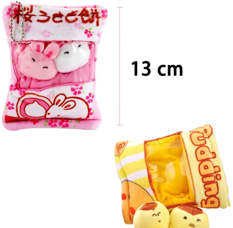 2 Pack Soft Stuffed Lovely Simulation Snack Plush Toys Baby Mini Cartoon Rabbit Puppy Snack Bag Stuffed Toy Dog Pudding Throw Pillow 