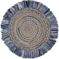 thumbnail image 1 of LR Home NATUR03384DEB36RD Tapis Rond à Franges Naturel et Rond en Jute de 3 Pi. et Bleu Denim, 1 of 2