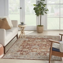 Nourison Petra Rust 3'11" x 5'11"Area Rug, Traditional, Persian, Easy Cleaning, Non Shedding, Bedroom, Living Room, Dining Room, Kitchen, (4' x 6')