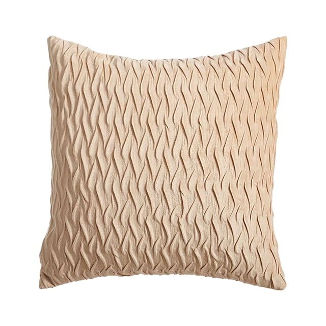 fheaev Solid Color Velvet Pleated Pillowcase Velvet Sofa Cushion Headboard Pillow Office Lumbar Support Waist Protection