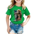thumbnail image 5 of Toddler Girls USA 250th Anniversary T Shirt Patriotic American Flag Eagle Print Short Sleeve Tops Casual Comfort Tee for 1776-2026 America 250 Years Celebration Gibobby,13-14 Years,Green, 5 of 5