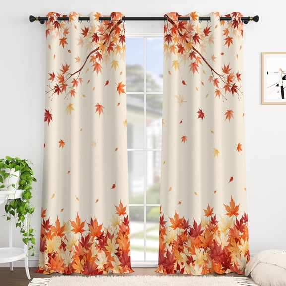 Tchckioa Fall Leaves 42x63 Inch Blackout Curtains,Thermal Insulated Grommet Drapes for Bedroom,2 Panels
