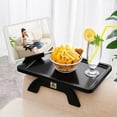 thumbnail image 1 of Couch Arm Tray Bamboo Sofa Clip on Side Table Foldable Couch Armrest Table with 掳 Phone Holder Food Trays for Eating/Drinks/Snacks/Remote, 1 of 7