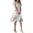 thumbnail image 2 of SAATLERI Summer Dresses for Women 2025 Casual Short Sleeve V Neck Floral Sundresses for Women 2025 Trendy Beach Vacation Clothes Midi Dress, 2 of 4