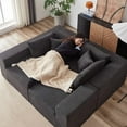 thumbnail image 7 of 104" Modular Sectional Sofa, Cloud Deep Seat Corduroy L-Shape Sofa with Chaise, Modern Modular Sleeper Couch for Living Room Bedroom, No Assembly Required,Black, 7 of 7