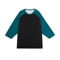 thumbnail image 7 of Gaukiv Men's Three Quarter Sleeve Shirts Raglan Crew Neck Tees Solid Color Body with Contrast Sleeves Baseball Shirts Black M, 7 of 7