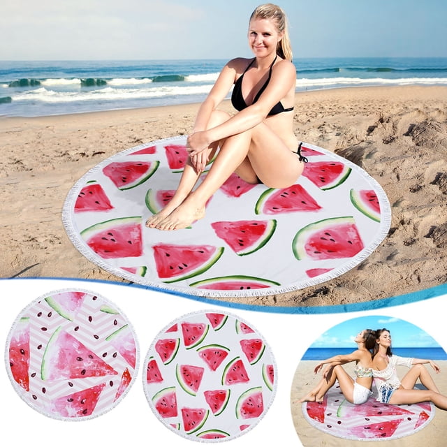 Fiudx Toalla de Playa Redonda de Microfibra, Ligera y Resistente a La Arena, Colorida y Suave, Ideal para Viajes, Yoga, Piscina, Picnic y Meditación. Tamaño de 60 Pulgadas.