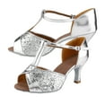 thumbnail image 2 of Tacones para fiestas de salsa, tango y bailes de salón, talla 39, zapatos de baile latino brillantes para mujer, 2 of 8