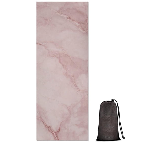 Pink Marble Pattern Hot Yoga Mat Towel Non Slip for Hot Yoga - Quick-Drying Yoga Mat Cover with 4 Corner Pockets with Travel Bag - Hot Yoga Towel Non Slip Grip Moisture Wicking Sweat 70"x26"
