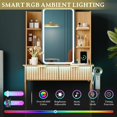 thumbnail image 3 of FANRAL Vanity Desk with LED Lighted Mirror and Power Outlet,Makeup Vanity Table with Storage Drawers,3 Lighting Modes and Adjustable Brightness,Dressing Table for Bedroom,Natural Oak Vanity, 3 of 7