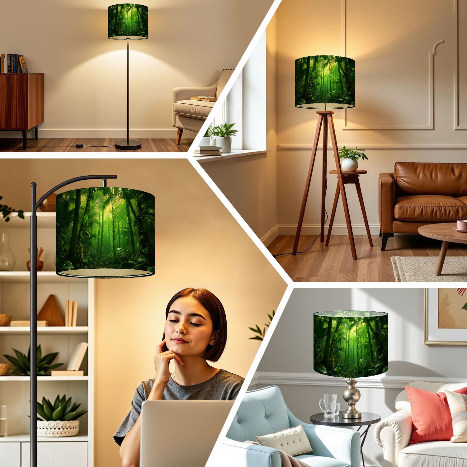 Linen Drum Lampshades tropical rainforest landscape amazon rain forest pictures 13"x13"x10" Light Shade for Table Lamps Floor Lamps Drum Lamp Shades Lampshade Replacement Assembly Required