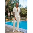 thumbnail image 6 of COOFANDY Men's 2 Piece Outfit Casual Short Sleeve Button Down Shirt Beach Summer Loose Pant Sets, 6 of 6