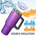 thumbnail image 5 of 40oz Tumbler with Handle and Straw, Vacuum Insulated Stainless Steel Travel Mug, Fits Car Cup Holder, Gradient Print, 5 of 6