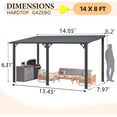 thumbnail image 2 of AECOJOY 14' x 8' Outdoor Hardtop Metal Gazebo, Large Lean-to Wall Mounted Pergola, Galvanized Steel Heavy Duty Patio Awning & Grill Gazebo for Backyard & Decks, 2 of 7