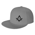 thumbnail image 1 of DouZhe Flat Brim Cap Snapback Hat, Freemason Compass Eye Prints Adjustable Gray Adult Baseball Cap, 1 of 6