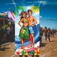 thumbnail image 3 of Luau Photo Door Banner Hawaiian Party Decorations Large Fabric Hawaiian Photo Booth Backdrop Aloha Tiki Banner Couple Surfing Face in Hole Photo Prop for Tropical Beach Party 35.43x70.87 Inch, 3 of 7