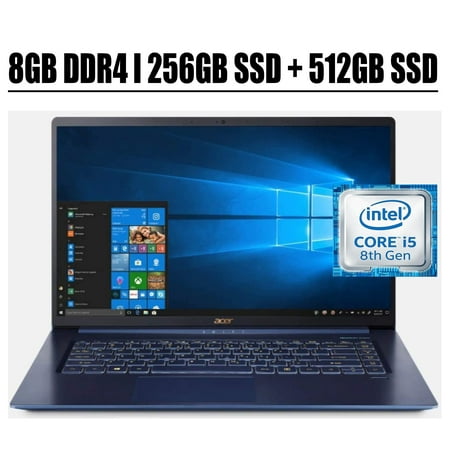 2020 Newest Acer Swift 5 Premium 15 Laptop I 15.6" FHD IPS Touchscreen Display I Intel Quad-Core i5-8265U(Beats i7-7500U) I 8GB DDR4 256GB SSD + 512GB SSD I Backlit KB Fingerprint USB-C Win 10