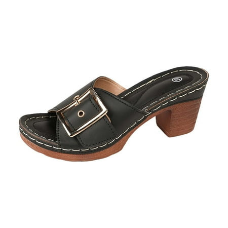 

NOKIO Women s Beach Slope Heel Slippers Hollow Casual Slippers Slope Bottom Shoes Retro Sandals Women s Open Toe Heels Sandals Low Block Heeled Sandal Slip on Mules Comfortable Casual Dress Shoes