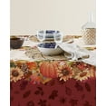 thumbnail image 6 of Swaying Leaves Bordered Fall Tablecloth Thanksgiving Maple Leaves Polyester Table Cover Watercolor Fall Pumpkins Table Cloth Farm Harvest Autumn Falling Leaves Table Cover for Autumn (60"×102"), 6 of 6