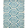 thumbnail image 1 of Unique Loom Modern Collection Carved Circles Transitional Indoor and Outdoor Flatweave Area Rug, 9 x 12 Feet, Ivory/Teal, 1 of 10