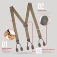 thumbnail image 3 of Hold'Em Men Y-Back Genuine Leather Trimmed Button End Tuxedo Suspenders Many Colors and Designs - Tan (Tall 54" Long), 3 of 7