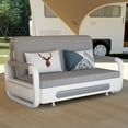 thumbnail image 5 of NessCarsti Outdoor Sofa Daybed with Pull-Out Trundle, Convertible Sleeper Couch for Patio or Balcony, 34.6" D x 62.2" W x 34.2" H, Gray/White, 5 of 7