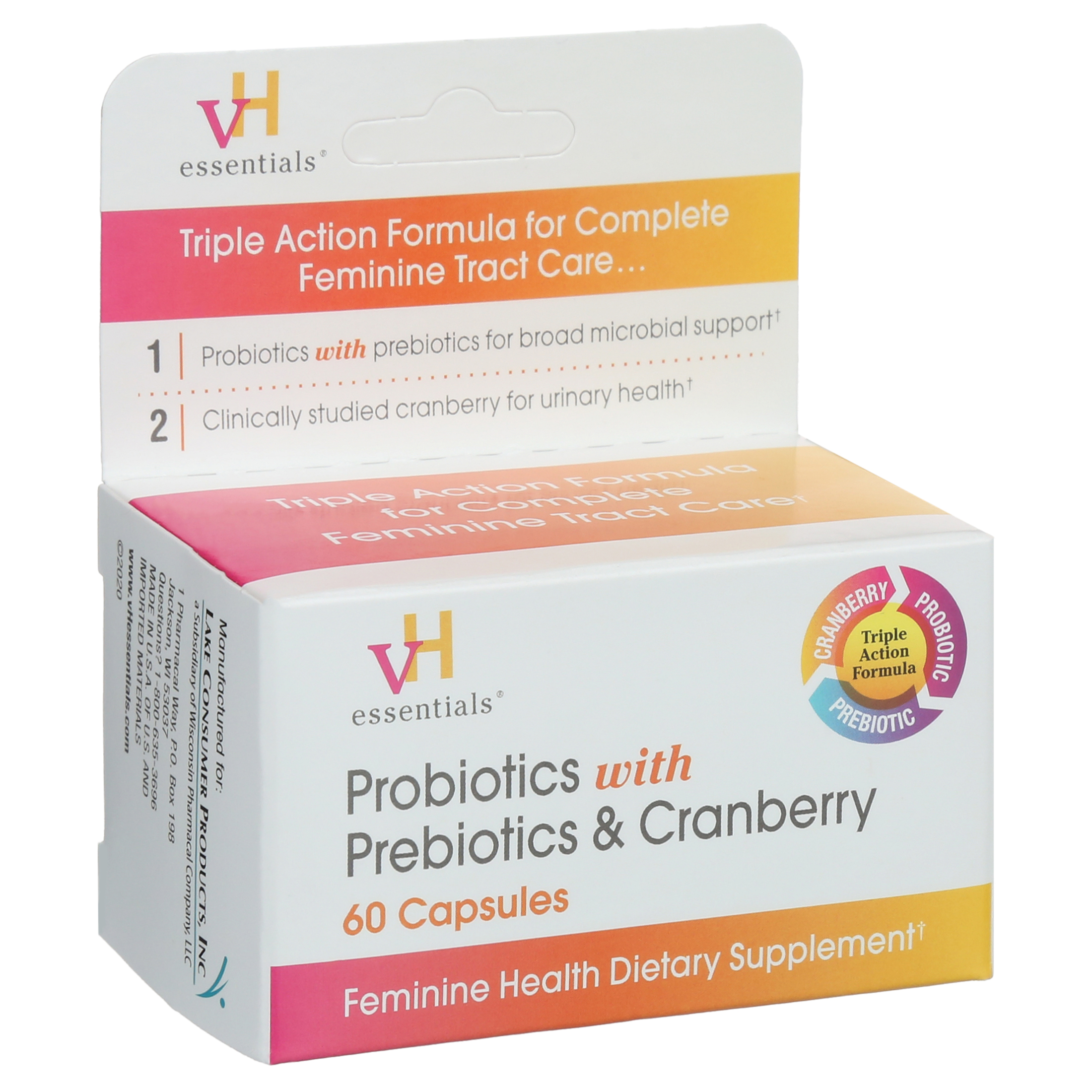 vH essentials Probiotics with Prebiotics and Cranberry Feminine Health Supplement - 60 Capsules - image 3 of 9