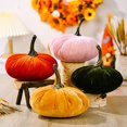 thumbnail image 2 of Adorno de calabaza artificial suave relleno muñeca decoración de escritorio para otoño Halloween regalo de decoración de acción de gracias, amarillo Feliz Sencillez, 2 of 5