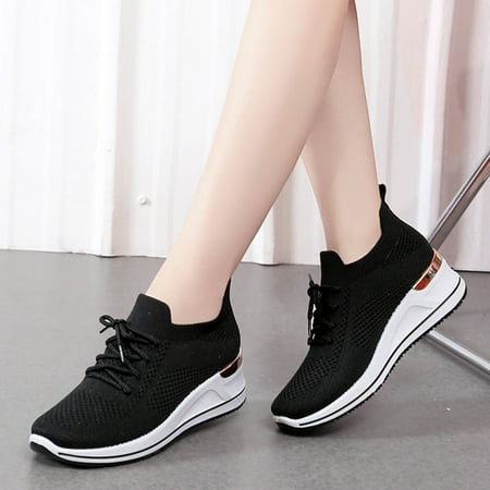 

Vedolay Fashion Sneakers Women s Sneakers Platform Round Toe Fashion Slip-on Comfort Walking Casual Shoes Black 8