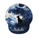 thumbnail image 1 of Alfombrilla de ratón con soporte para muñeca, diseño de nebulosa, con gato negro, 188 x 227 mm, 1 of 1