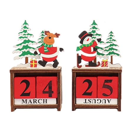 MOKKHNB Perpetual Calendar Wooden Block Assorted Color 1Pcs 4.9*2.8*1.4in