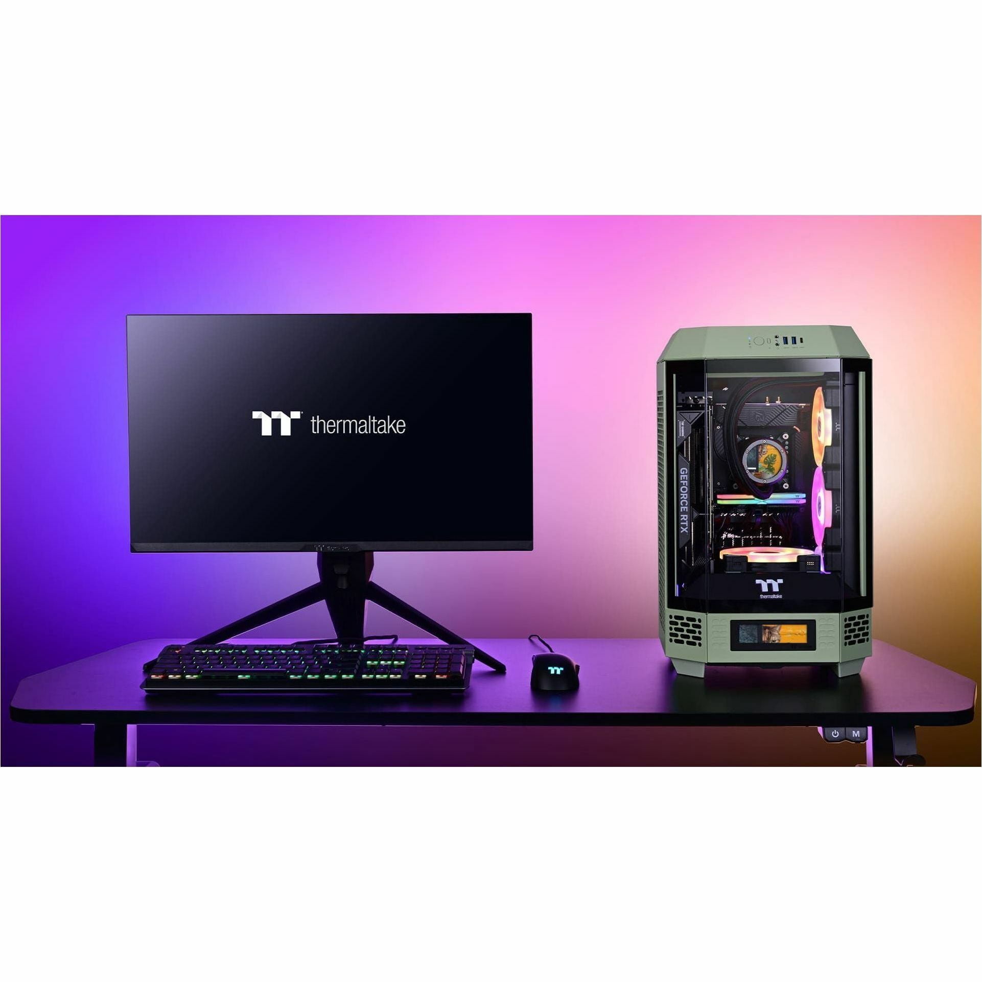 Thermaltake Tower 250 Matcha Green Mini-ITX Mini Tower 2x120mm CT Fans Included, 360mm Radiator Support 360mm GPU Clearance Dual Chamber CA-1Z9-00SEWN-00
