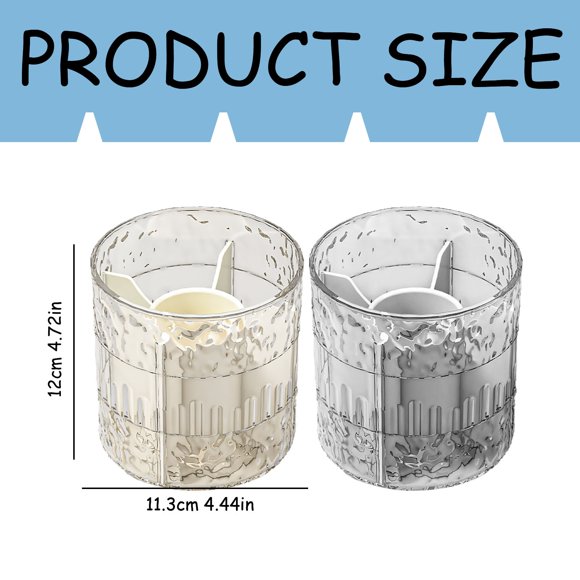 Pen Holder for Desk, Clear Makeup Organizer with 5 Compartments, Detachable Desk Organizer with Rotating Dividers, Spinning Pencil Holder for Home Office Supplies, Dia 4.4in/ 4.7in H